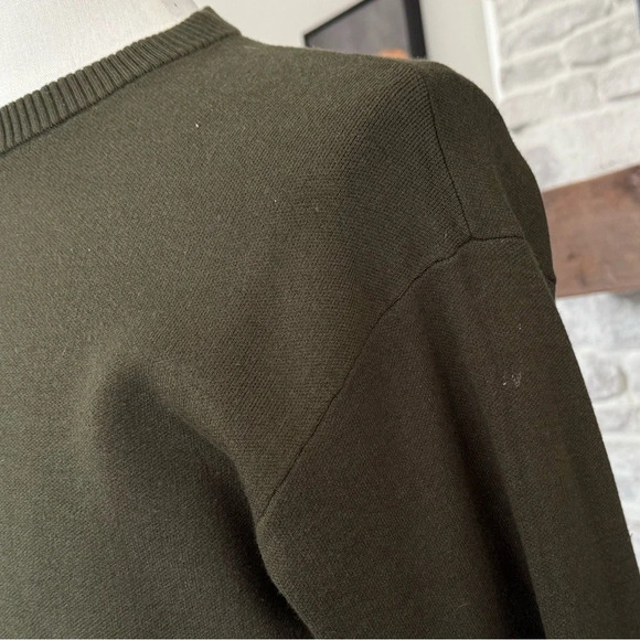 Zara Men’s Basic Olive Green Crew Neck Pullover Sweater Size M - Picture 3 of 7